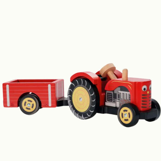 Jouet en bois - tracteur rouge